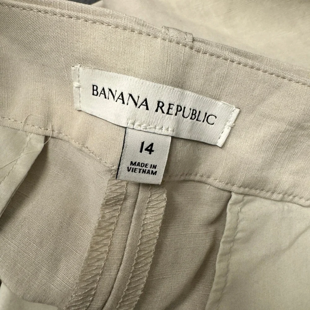 Banana Republic Pants Womens 14 (37x28) Seamed Peg High Rise Barrel Tencel Linen
